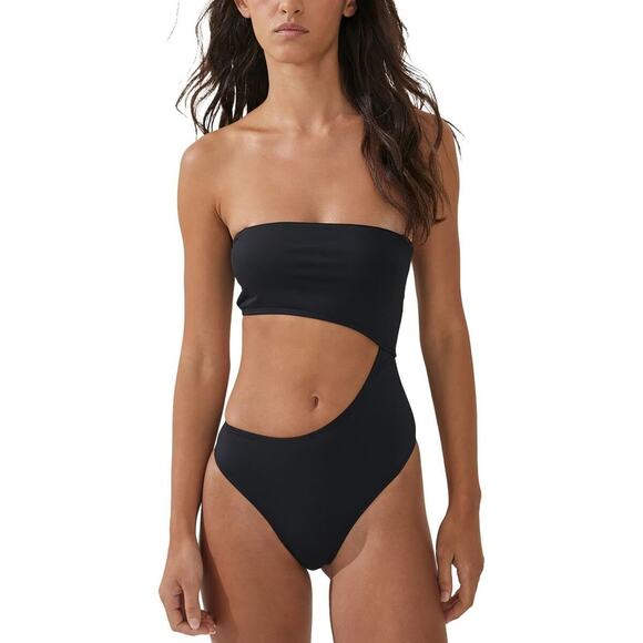 COTTON ON Womens Cut-Out Bandeau One-Piece Swimsuit Black L 14208 - Picture 1 of 2